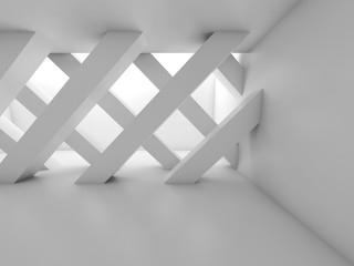 Diagonal girders, blank white interior 3d