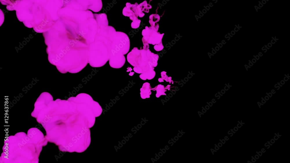 Aufkleber violet ink drop in water on a black background for effects. 3d render. voxel graphics. computer simu