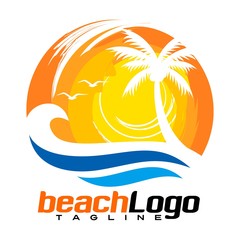 Obraz premium beach vector logo