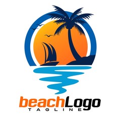 Fototapeta na wymiar beach vector logo