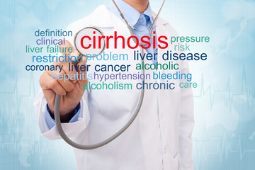 Doctor with cirrhosis word cloud. medical concept