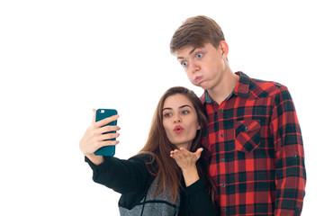 stylish couple in love in studio