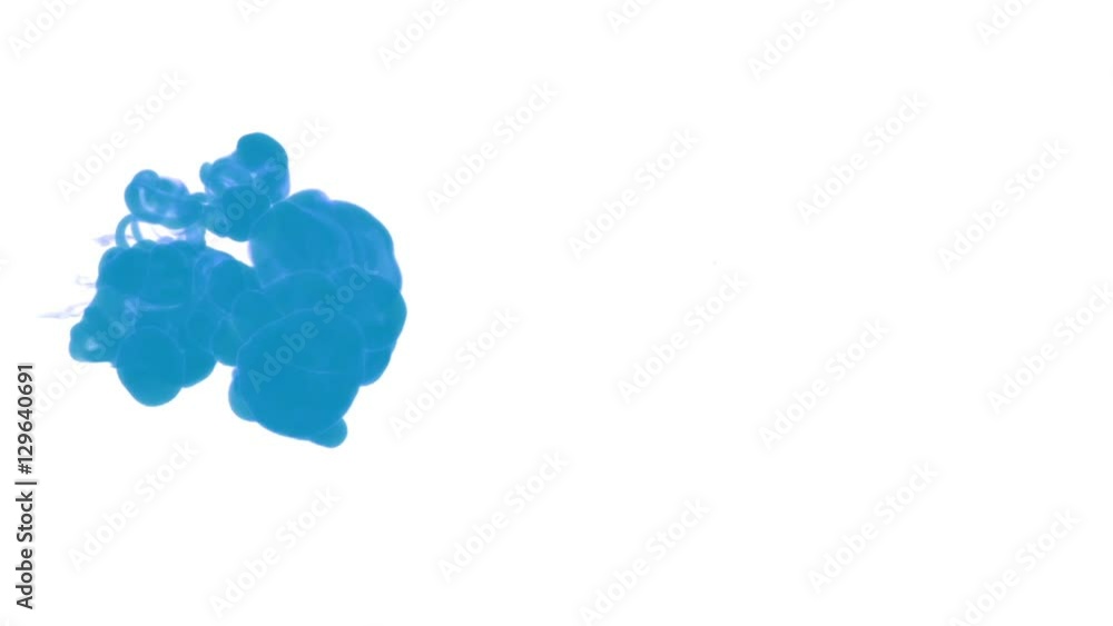 Aufkleber blue ink drop in water on a white background for effects. 3d render. voxel graphics. computer simula