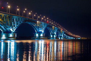 Fototapeta na wymiar Night bridge with illumination 