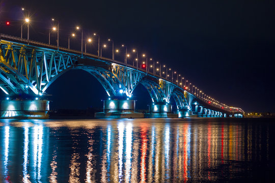Night bridge with illumination 