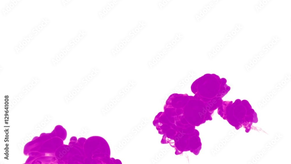 Poster violet ink drop in water on a white background for effects. 3d render. voxel graphics. computer simu