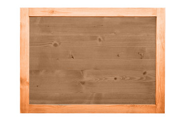 Wooden frame with smooth brown panel background, natural timber texture for rustic design, copy space for text or artwork, concept of interior decoration and wooden signage.