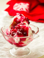 Ice Cream with Cranberry Sauce