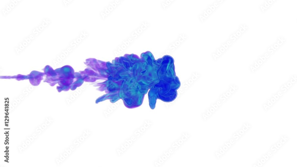 Poster blue paint dissolved in water on a white background. 3d render. voxel graphics. computer simulation 