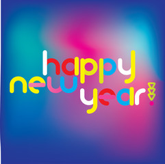 happy New Year typographic. Gradient background. Vector illustration.