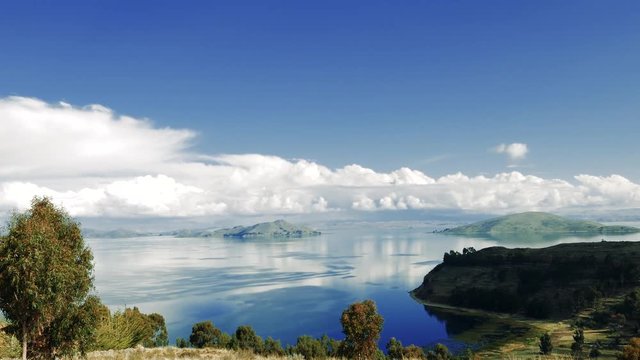 Pan of Titicaca lake. View from Bolivia
