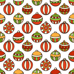 Vector seamless pattern of Christmas baubles.