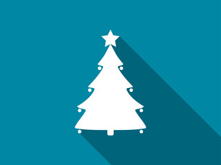 Christmas tree flat icon with long shadow. Vector illustration