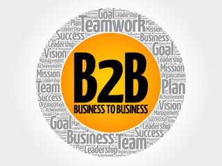 B2B (Business to Business) circle word cloud, business concept