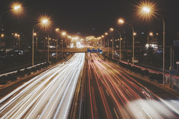 Fototapeta na wymiar night traffic with long exposure