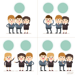 Fototapeta premium gossip line of businessman and businesswoman. business people telling news to partnership