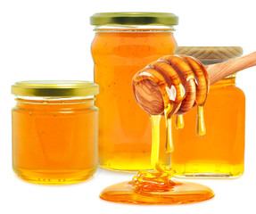 honey in jars dripping