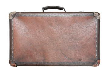 Old worn traveling suitcase
