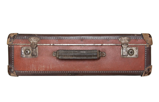 Old worn traveling suitcase