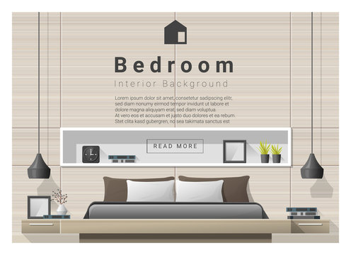 Modern bedroom background Interior design , vector , illustration