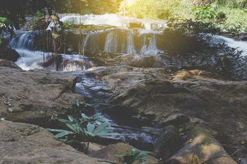 waterfall and creek in park