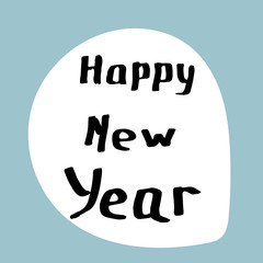 The inscription happy new year hand-written on a blue background