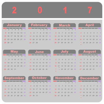 Beautiful demo 2017 calendar template