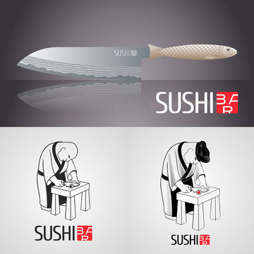 Set of sushi vector template logo, icon, symbol