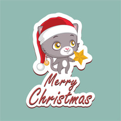 Greeting card with a cute cat and text