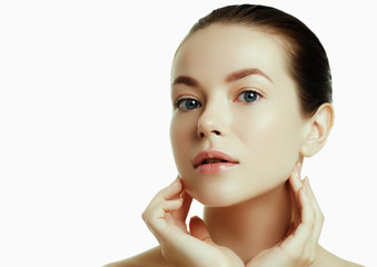 Daily makeup. Beautiful face of a young caucasian woman