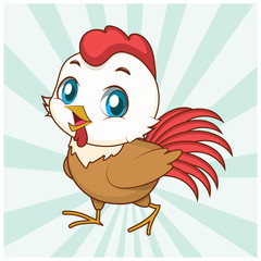 Cute rooster illustration with background