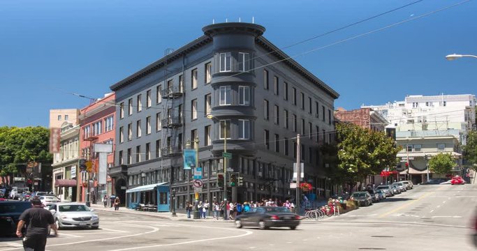 San Francisco Columbus Avenue In North Beach. Zoom Out.