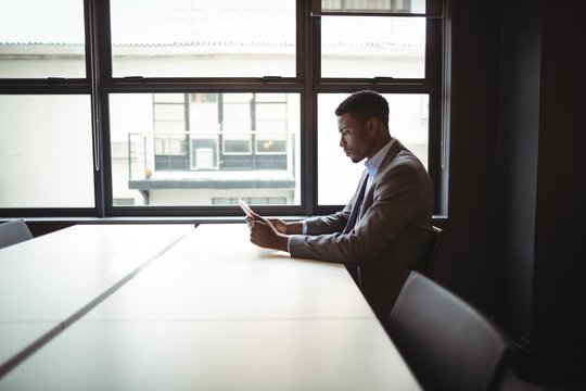 Businessman using digital tablet