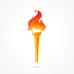 Gold cup of fire. Vector