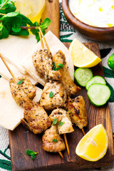 Chicken Souvlaki with pita and tzatziki