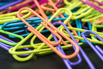 Multicolored office paperclips