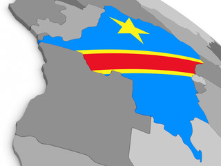 Fototapeta premium Democratic Republic of Congo on globe with flag