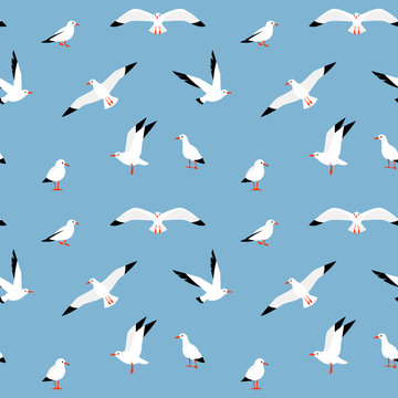 Vector beautiful pattern with seagulls.