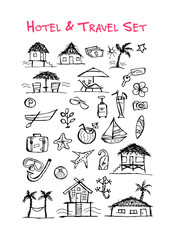 Hotel and travel icons. Collection for your design
