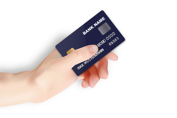 Hand zeigt Kreditkarte her - Bezahlung bargeldlos