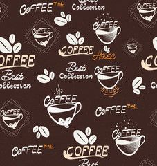 Hand Drawning coffee seamless pattern