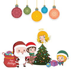 Cute Christmas scene with characters