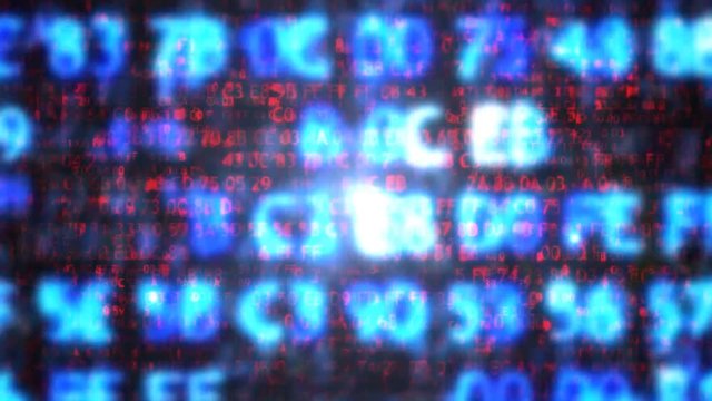 The computer code in the form of blurred. Computer code.