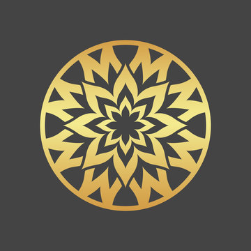 Abstract element for design, gold flower, star, decoration.