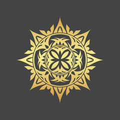 Abstract element for design, gold flower, star, decoration.
