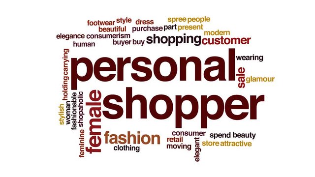 Personal shopper animated word cloud.