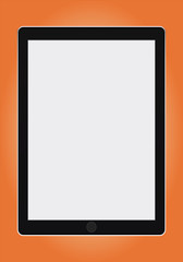 tablet with black screen and orange background