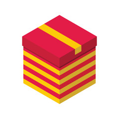 Gift box 3d isometric. Isolated cardboard boxes