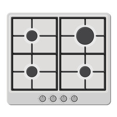 Surface of White Gas Hob Stove. Vector