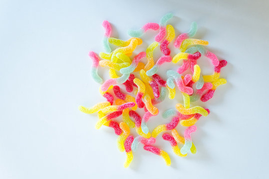 Various color of gummy on the white background